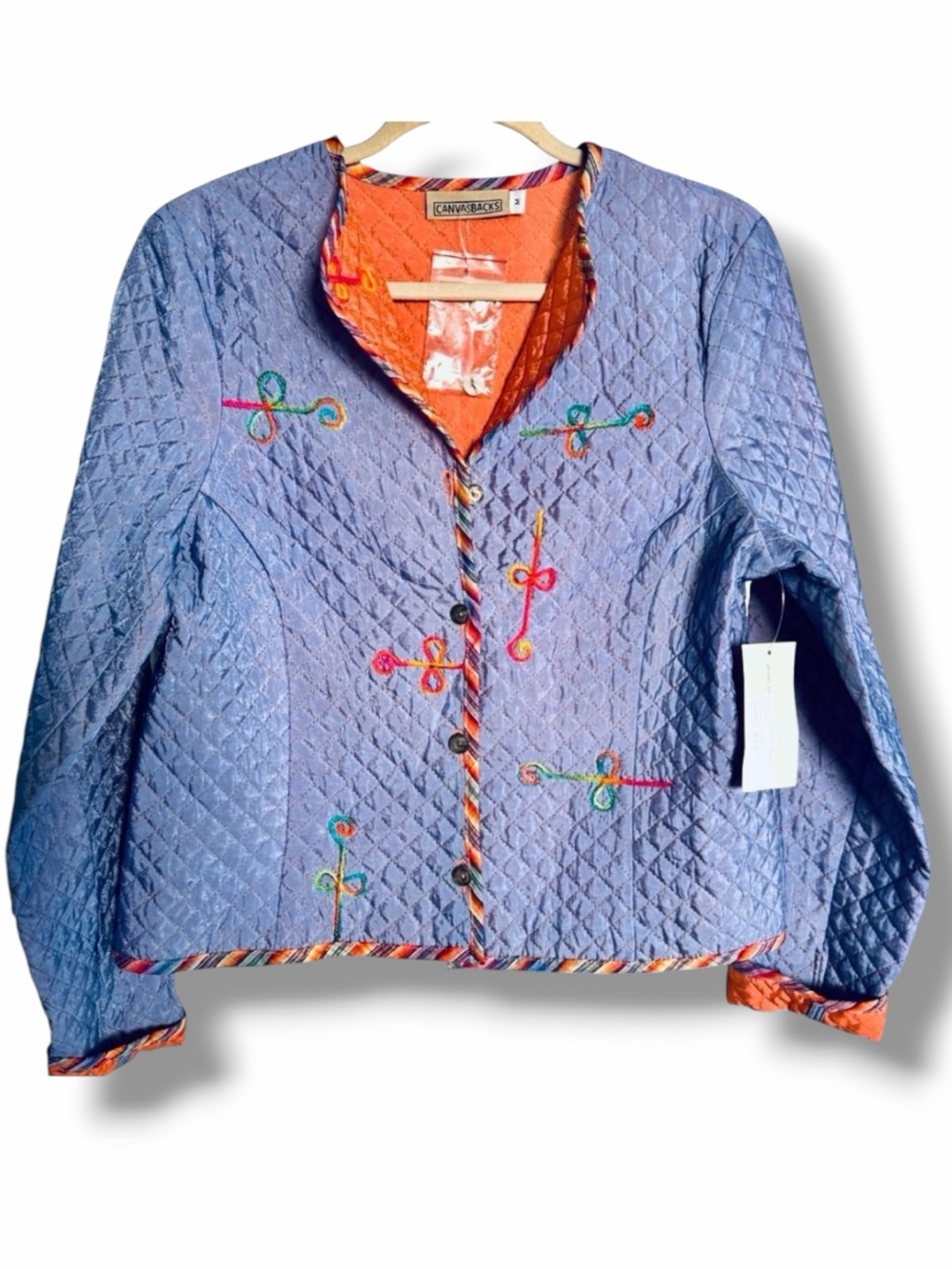 Canvasbacks Quilted Quilted Embroidered Jacket NWT Size Medium Art to Wear